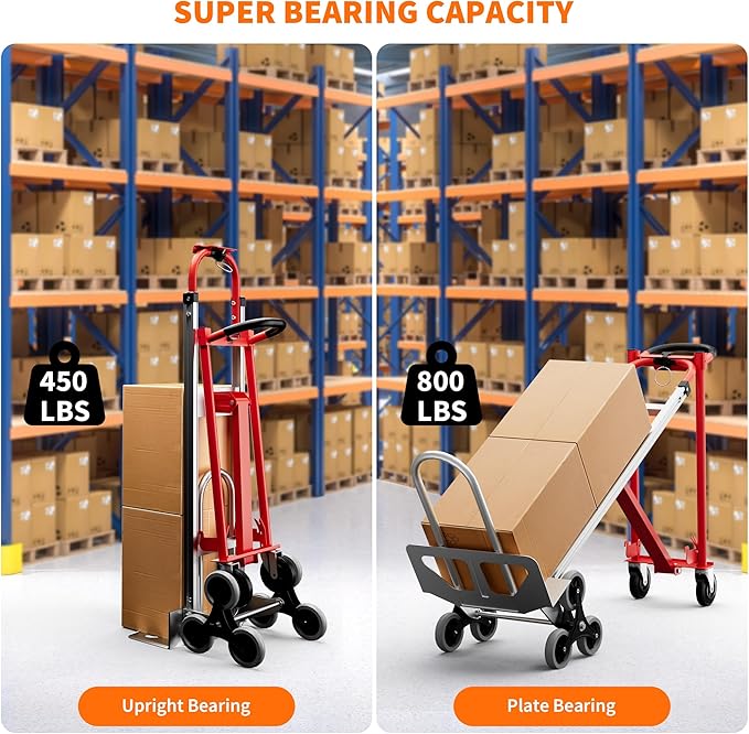 3-in-1 Convertible Hand Truck - 800 Lbs Heavy Duty Multi-Functional Aluminum Moving Dolly with Stair-Climbing Wheels - Folding Platform Cart & Utility Trolley for Home, Warehouse, Office