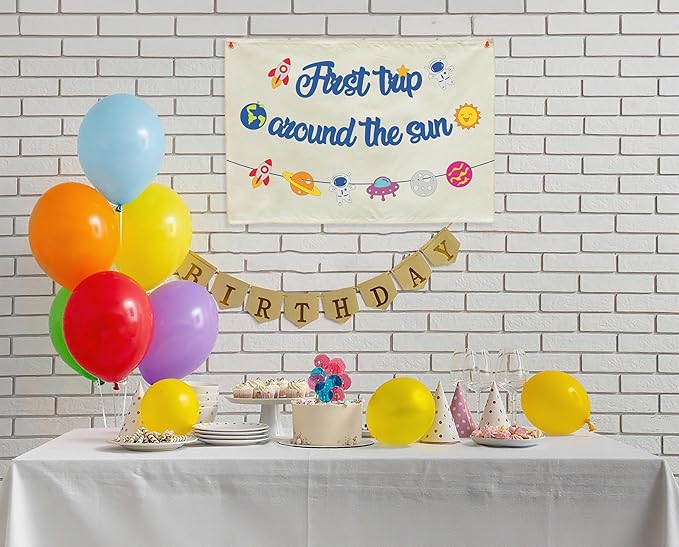 Classroom Wall Decor-Educational Rectangular Banner for Teacher,kids,Classroom Reading Room Nursery Office Playroom Bedroom Flag Sign Decor-Birthday Christmas Gift-First Trip Around The Sun