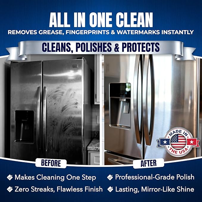 Sheila Shine 10oz Stainless Steel Cleaner and Polish - Cleans, Polishes & Protects Kitchen Appliances, Refrigerators, Sinks, Ovens & Grills - Residue, Streak Free Shine - Spray Stainless Steel Cleaner