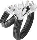 AGPTEK Cable Sleeve, 2Pack 5ft - 1.8 inch Cable Management Desk Cord Cover Organizer Wire Hider for Home Office Computer TV Wire Loom Tubing Pet Proof Cord Protector from Cat Dog Chewing, Black