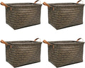 GIB Wicker Woven Storage Baskets for Organizing Blankets Laundry Shelves | Clothes Hamper, Large Closet Storage Bins Organizer, Living Room Toys Shoes Organization, Plastic Rattan, Espresso, 4 Pack