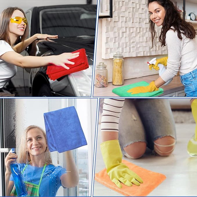 SmoothNovelty 10 Pcs Extra Large Microfiber Cloth 30" x 20" Large Floor Microfiber Towel Reusable Washable Free Lint Free Cloth Rag for Squeegee Mop Floor Window Housekeeping (Assorted Color)
