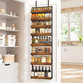 8-Tier Black Metal Back of Door Organizer and Storage for Kitchen Home | Over-Door Pantry Organizer Spice Rack Back of Door Organizer and Storage with Anti-drop Rod & Adjustable Basket