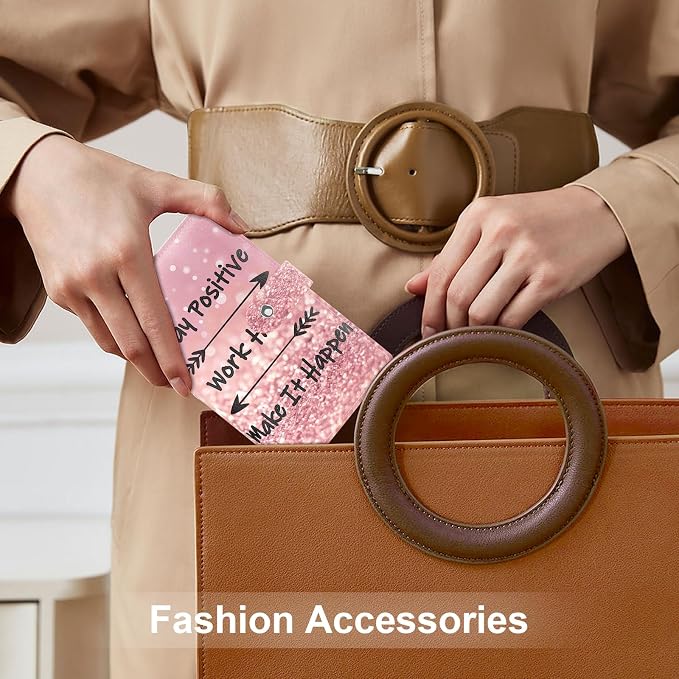 Rouidr Business Card Organizer, RFID Business Credit Card Holder with 96 Card Slots, Portable Leather Card Wallet for Women, Work Hard