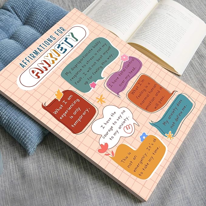 LOLUIS Mental Health Poster, Boho Therapy Tools Educational Supplies Art Print Classroom School Office Decor (Affirmations for Anxiety, Custom Frame Type)