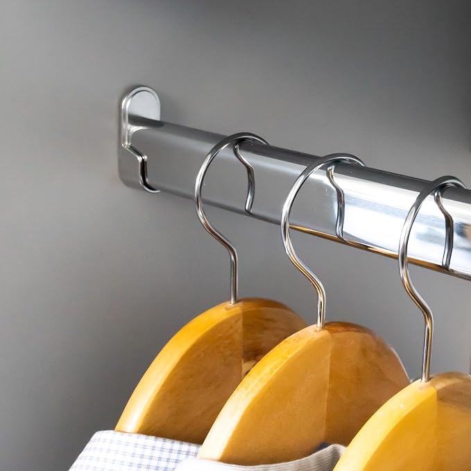 Oval Closet Rod with End Supports (CHROME - 48 inch)