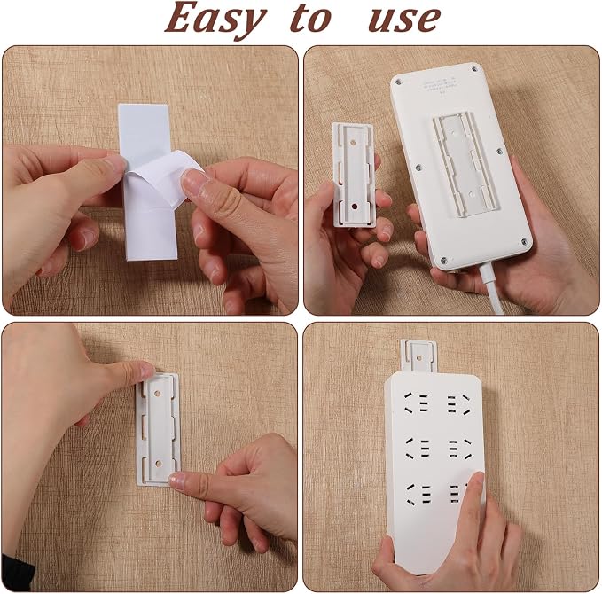 6 PCS Power Strip Holder Wall Mount, Punch Free Socket Holder Self Adhesive, No Drilling Sockets Power Holders with Sticky for Desktop Wall Fixing