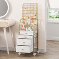 SWTYMIKI Gold Jewelry Organizer Stand - Multifunctional Rack Tower for Necklace, Earring, Ring & Bracelet Display - Moveable Storage Jewelry Holder Stand with 4 Nonwoven Drawers for Bedroom Gold