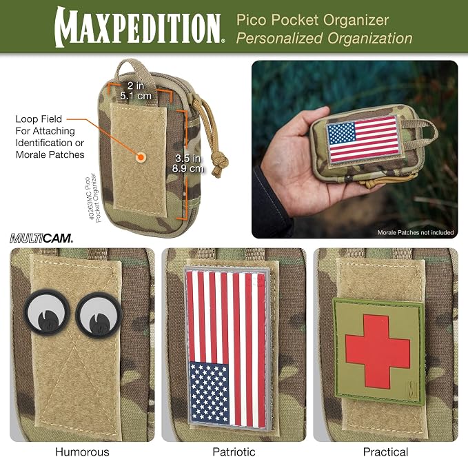 MAXPEDITION Pico Pocket Organizer, Ultra Compact EDC Gear Pouch, Tactical Utility Pouch for Everyday Carry, Tools, Gadgets, Outdoor First-Aid Kit, Survival
