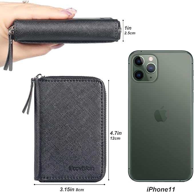 Credit Card Wallet, RFID Card Case Wallet, Zipper Card Cases Holder for Men Women, RFID Blocking, KeyChain Wallet, Compact Size Card Organizer Case for Women