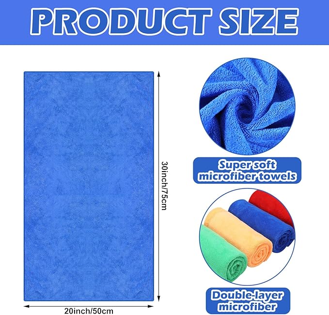 SmoothNovelty 10 Pcs Extra Large Microfiber Cloth 30" x 20" Large Floor Microfiber Towel Reusable Washable Free Lint Free Cloth Rag for Squeegee Mop Floor Window Housekeeping (Assorted Color)