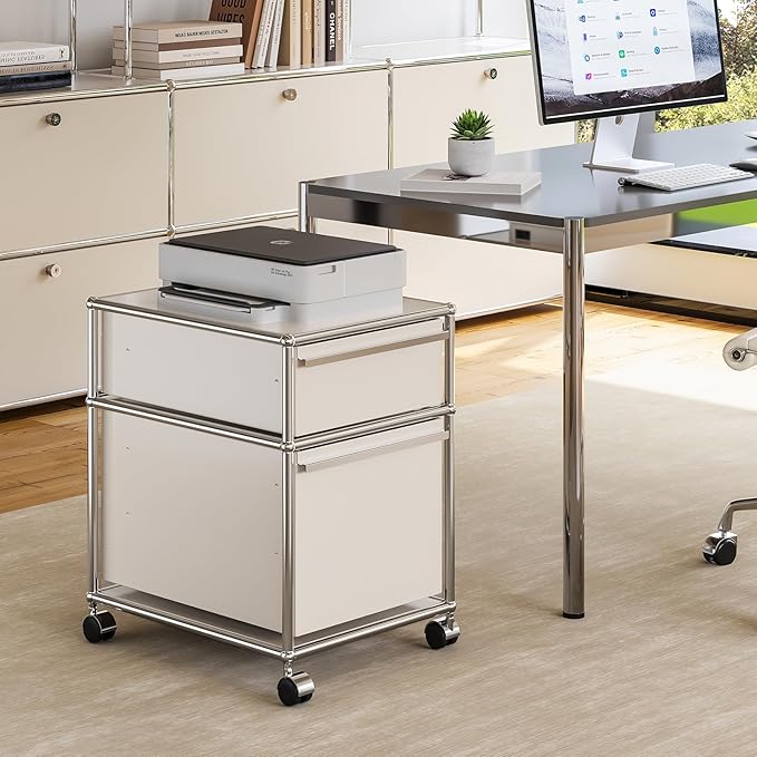 Modern Storage Cabinet Versatile Free-Standing Organizer for Home Office Décor, Green (White, L-16 D x 21" W x 24" H)