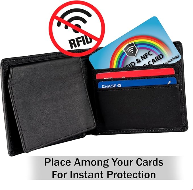 SaiTech IT 2 Pack RFID Blocking Card for Credit Debit ID Card, Rainbow Blue | Slim Anti-Theft Contactless NFC RFID Blocker Protector, Easily Fit into Wallet and Purse, for Men & Women