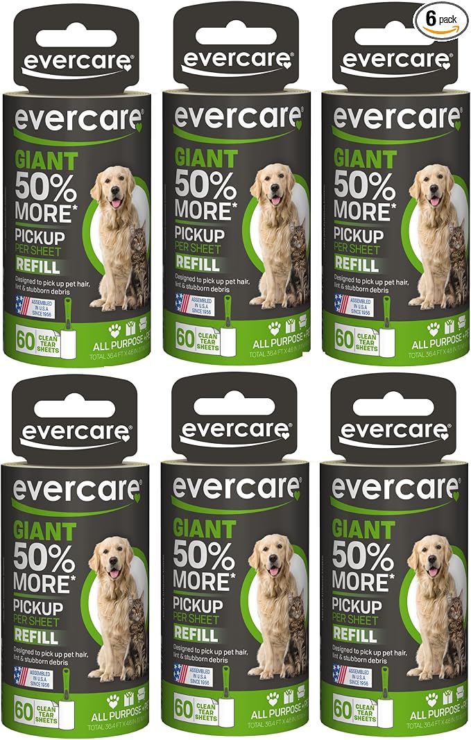 Evercare Giant PET Hair Roller REFILL - 6 Pack