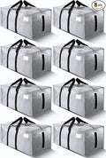 HOMESURE Supports 200lbs Heavy Duty Moving Bags - Strong Zipper & Wrap-Around Handles - Water-Resistant Storage Totes, Durable Alternative to Moving Boxes - 8 Pack - Silver