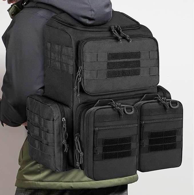 DSLEAF Tactical Pistol Magazine Storage Bag, MOLLE Mag Pouch Hold Up to 10x Most Single/Double Stack Magazines (Patent Design) | Hold Up to 10x Most Single/Double Stack Mags, Lockable Zipper, Lightweight Size and Portable Handle
