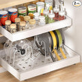 Delamu 16" Deep Pull Out Cabinet Organizer with 6 Dividers, Expandable (11.7 "-20" W) Pull Out Drawers for Cabinets, Cabinet Trays Pull Out for Cabinets in Kitchen, Pantry or Bathroom, White, 2 Pack
