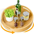 Lazy Susan Organizer Homerays 13 Inch Non-Skid Bamboo Lazy Susan for Kitchen Rotating Spice Rack with Handles, Wood Turntable for Kitchen Cabinet,Countertop (Bamboo, Large)