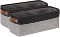 DULLEMELO Small Bathroom Baskets for Toilet Fabric Storage Baskets 2 Pack - 15"x6"x5.5" Foldable Fabric Organizer for Storage Decorative Storage Bins for Home,Closet(Black&Grey)
