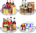 Clear Lazy Susan Organizer Turntable for Cabinet Table Top, 9.25 Inch 4 Pack 360 Rotating Spinning Makeup Organizer for Vanity, Kitchen Storage Rack Heavy-Duty Pantry Spices Tray Countertop Organizer