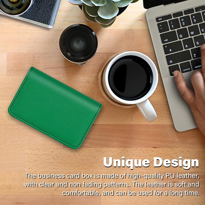 Business Card Holder，PU Leather Business Card Case Color Printing Pattern Card Holder Wallet，Pockets Magnetic Credit Card Holders for Men and Women - Dark Green