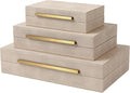 Decorative Boxes, shagreen box, Set of 3 Decorative Storage Boxes with Lids, Faux Shagreen Nesting Decorative Box for Home Decor, Bridal Trunk, Jewelry Keepsake Storage Boxes (Ivory 2)