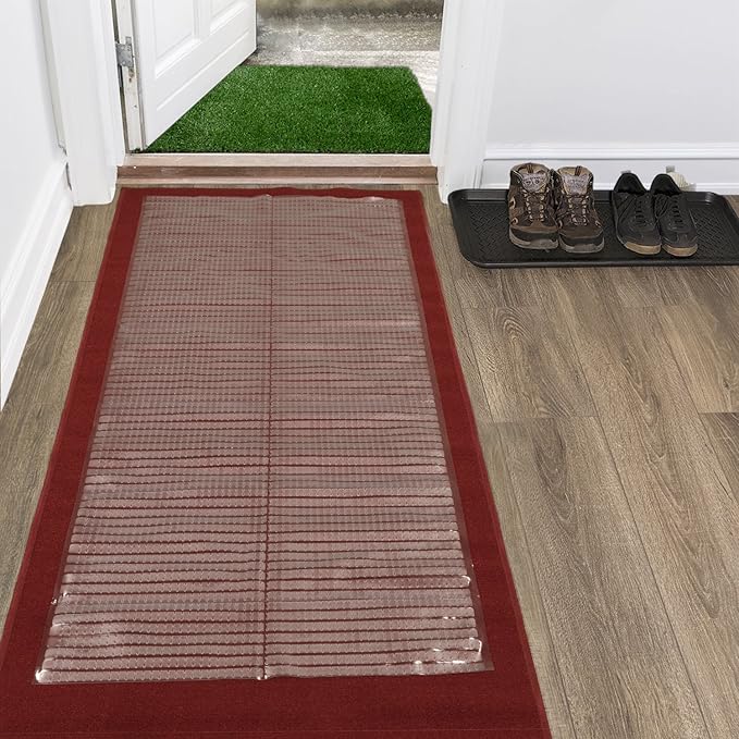 Sweet Home Stores Clear Vinyl Carpet Runner for Hallways, Waterproof Rug Protector with Gripper Backing for Walkways – Trim-to-Fit, 2'2" x 8'