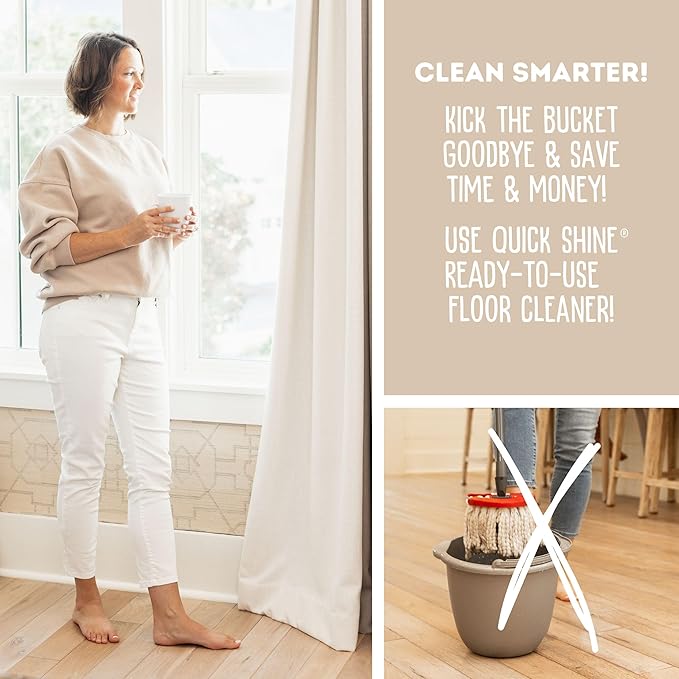 Quick Shine Multi Surface Floor Cleaner 27oz, 2Pk | Ready to Use-Streak Free- No Rinse | Use on Hardwood, Laminate, Luxury Vinyl Plank & Stone | Use in Spray Mops & Vac Mops | Safer Choice Cleaner