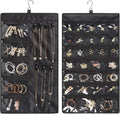Zilink Hanging Jewelry Organizer for Closet with Zippers Double-Sided Jewelry Holder Organizer Dustproof Jewelry Organizer for Earrings, Necklaces, Rings, Bracelets, Black