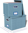 Oterri 2 Pack File Storage Organizer, Filing Box, Portable File Box with Lid, Fit for Letter/Legal File Folder Storage, Document Organizer, Dark-blue