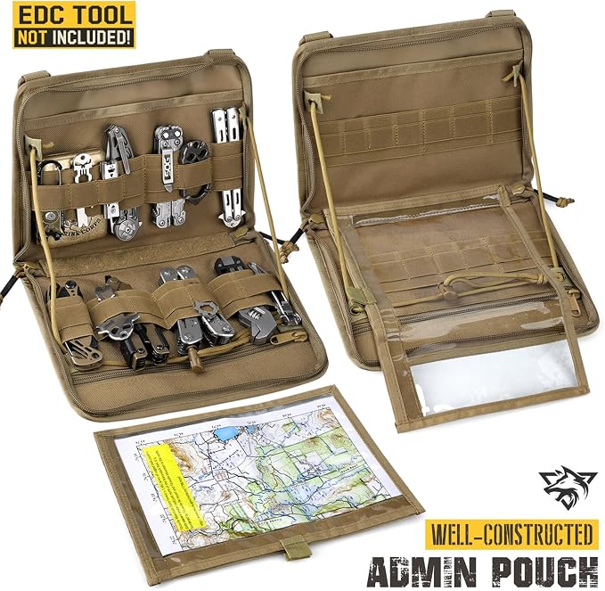 WYNEX Tactical Molle Admin Pouch, Laser-Cut, EDC Organizer Tool Pouch | Utility Organizer EDC Medical Bag, EDC Pocket Modular Pouch, Tactical Accessories EDC Pouch, Include U.S Patch
