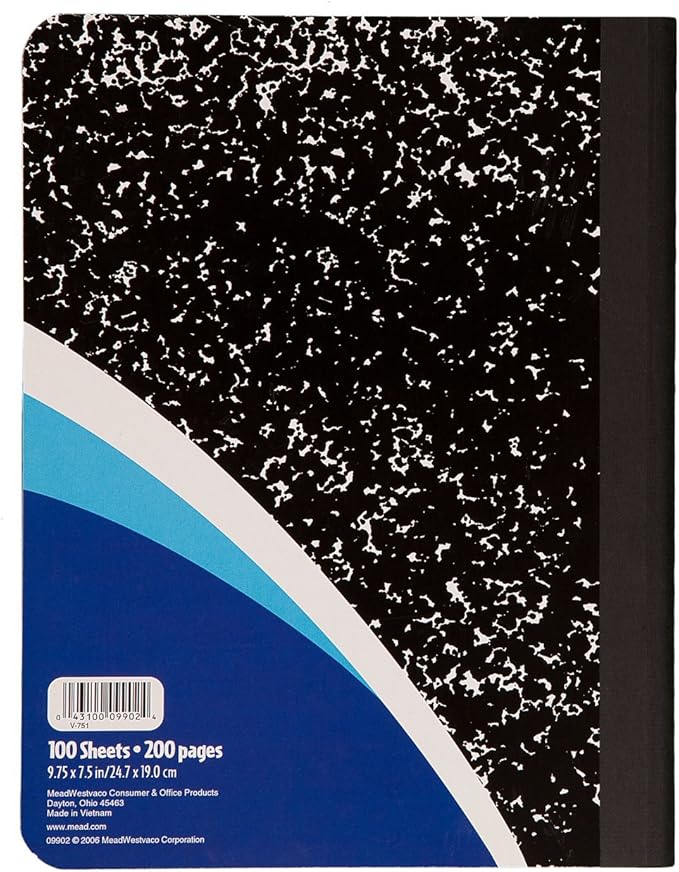 Mead Primary Composition Book, Primary Ruled Journal, Grades K-2, 7-1/2" x 9-3/4", 100 Sheets, Blue Marble (09902)