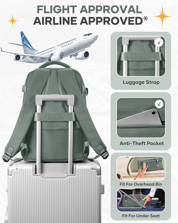 Travel Backpack for Women Airline Approved Carry on Backpack for Airplanes Mochila De Viaje Spirit Airlines Personal Item Bag 18x14x8 Personal Item Travel Bag Backpack for Traveling on Airplane