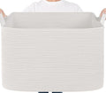 Goodpick 105L Extra Large Blanket Basket 25" x 16" x 16" Cotton Rope Storage Bins for Dirty Clothes, Rectangle Woven Baskets for Living Room Home Decor, Toy Baskets Storage Kids, White