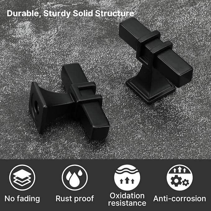 10 Pack Cabinet Knobs Black Dresser Drawer Knobs - Black Kitchen Cabinet Pulls T Bar Kitchen Hardware
