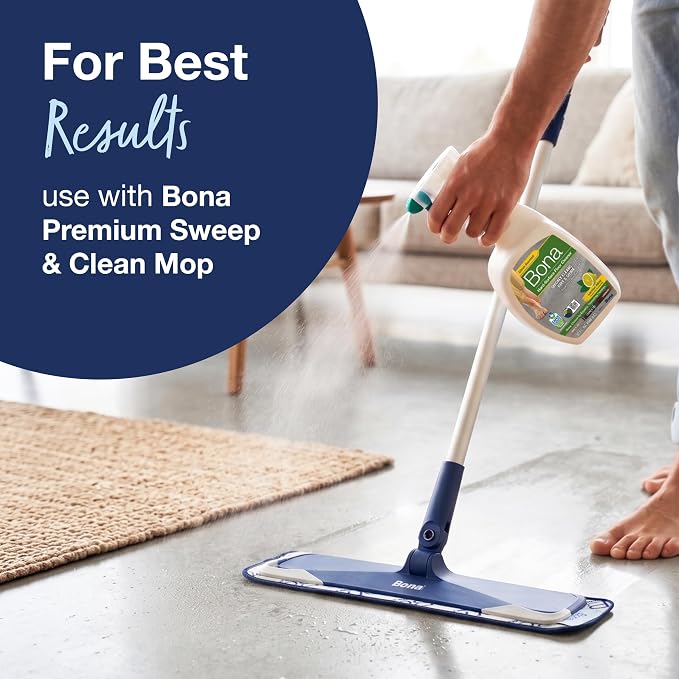 Bona Multi-Surface Floor Cleaner Spray - 32 fl oz - Lemon Mint Scent - Refillable - Residue-Free Floor Cleaning Solution for Stone, Tile, Laminate, and Vinyl Floors
