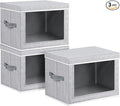 Homsorout Storage Bins with Lids, 3 Pack Large Storage Cubes with Window, Closet Bins with Lids & Handles, Fabric Box for Organizing Clothes, Towels, Books, Blended