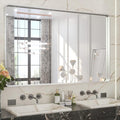 TETOTE 48 x 30 Inch Bathroom Vanity Mirror, Silver Framed Brushed Nickel Modern Farmhouse Decorative Rectangle Entryway Wall Mirror (Horizontal/Vertical)