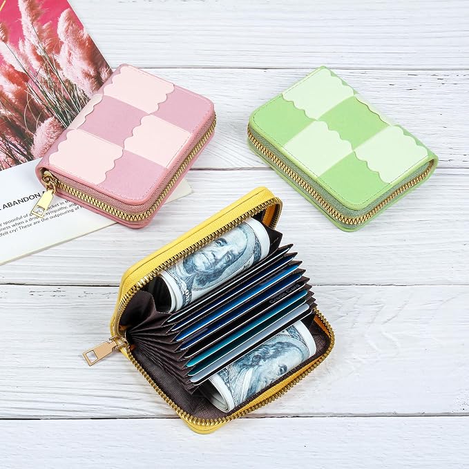 Credit Card Wallet, RFID Card Case Wallet, Zipper Card Cases Holder for Men Women, RFID Blocking, KeyChain Wallet, Compact Size Card Organizer Case for Women