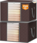 BALEINE 2 Pack Clothes Storage Bags, 16 Gallon Storage Containers with Reinforced Handle, Sturdy Zipper, Closet Organizer for Blanket, Comforter, Pillow, Bedding (Brown, 2 Pack)