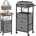 Modanais Baby Diaper Caddy Organizer Cart with Drawers - 3In1 Rolling Storage Cart with Wheels, Removable Diaper Caddy, Detachable Dividers - for Crib, Bedroom, Art & Craft Organizer (Black)