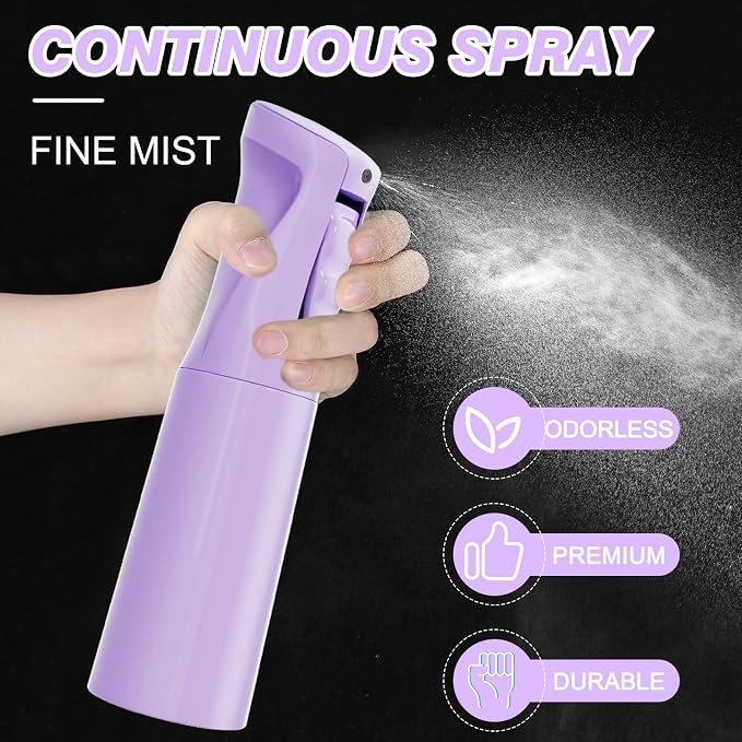 IMPORX Continuous Spray Bottle for Hair 2 Pack (10.1oz/300ml) Home Essentials Spray Bottles for Cleaning Empty Ultra Fine Water Mister Sprayer for Hairstyling Garden Plants Curly Hair Perfume, Purple