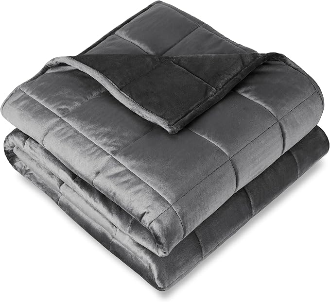 Bare Home Weighted Blanket King Size 25lb (80" x 87") for Adults - Minky Fleece - Premium Heavy Blanket Nontoxic Glass Beads (Grey, 80"x87")