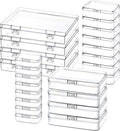Mauproy Small Plastic Storage Containers with Lids, 4 Sizes, 24 Pack | Mini Bead Storage and Organizers, Rectangular Small Items Organizer Boxes with Hinged Lids and Labels for Craft Jewelry