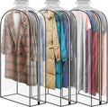 3 Pack 60" All Clear Garment Bags for Hanging Clothes Storage, 10" Gusseted Large Capacity Garment Rack Cover, Large Hanging Clothing Bag for Dress Gowns, Coats, Suit, Down Jacket
