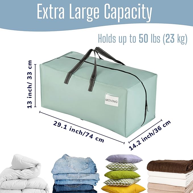 VENO 4 Pack Heavy Duty Moving Bags with Backpack Straps, Zippers & Handles, Extra Large Packing Bags for College Dorm Essentials, Moving Supplies Alternative to Cardboard Moving Boxes