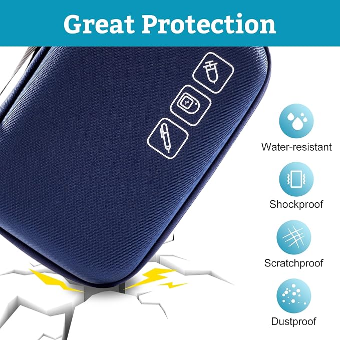 ProCase Diabetes Travel Case for Diabetic Supplies -Navy, Small | Hard Storage Bag for Glucose Meter, Insulin Pen, Test Strips, Syringes, Needles & More; Organizer for Diabetic Care Kits