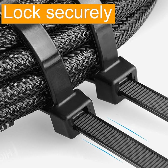 Zip Ties 8 inch Black Zip Ties 1000 Pack, Wire Ties with 50lb Tensile Strength, UV Resistant Cable Ties, Self-locking Plastic Ties for Indoor and Outdoor Use, by Tantti.