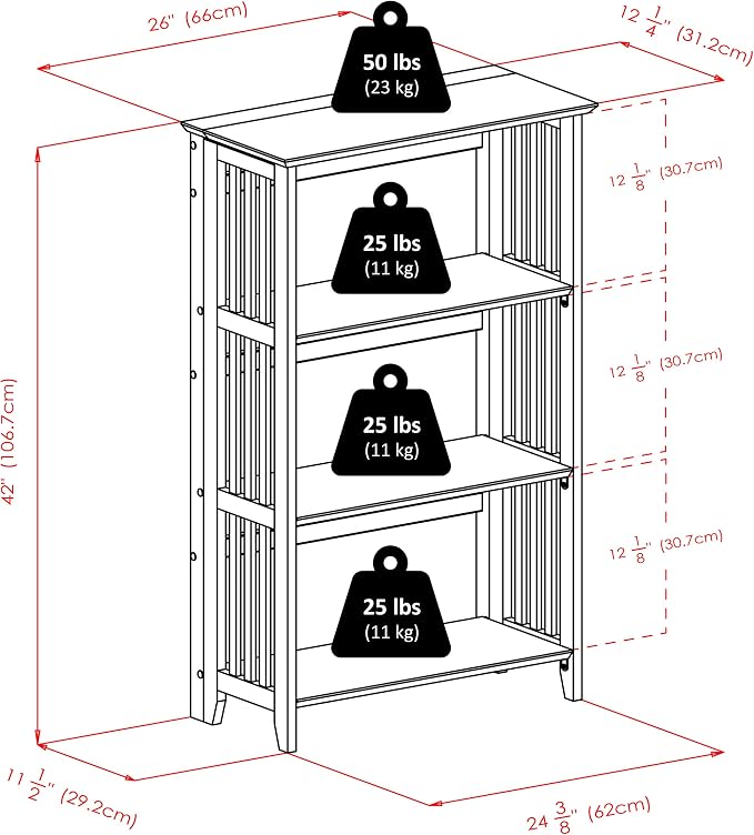 Winsome Mission Beech Wood 4-Tier Shelf, Natural