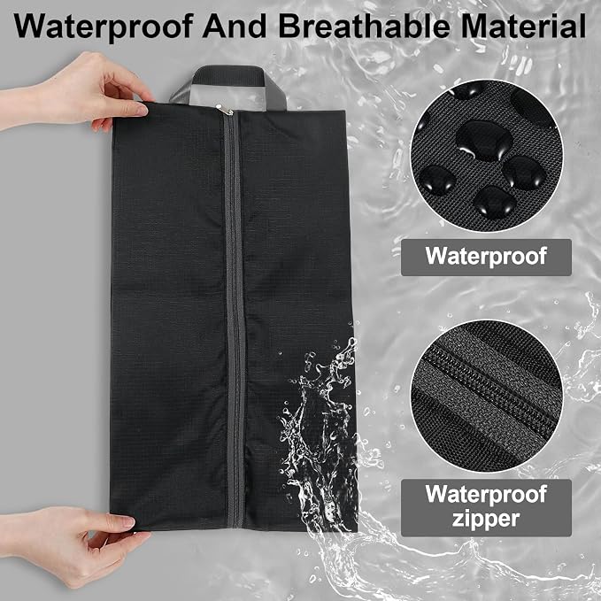Golf Shoe Bag Men, Smell Proof Shoe Cleat Bag, Golf Travel Pouch, Water-Resistant Pouch For Cleats Sneakers, Packing Organizer For Suitcase, Gym, Spikes, Tennis, Baseball(Black, 1-Pack)